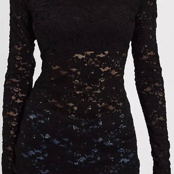 Free People Womens Black Lace Top Long Sleeve Sheer Layering Small NWOT - Picture 11 of 14